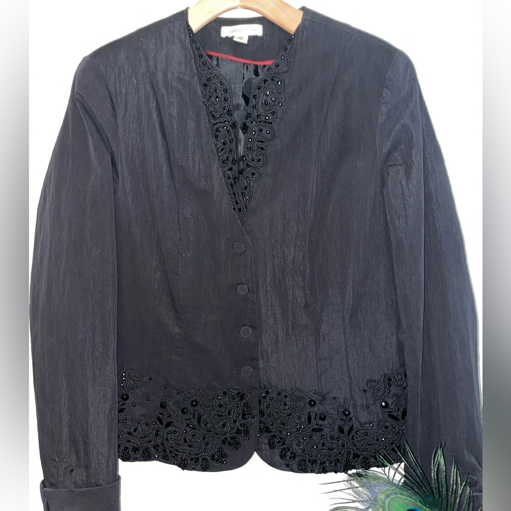 Black Sequined, dressy jacket, Coldwater Creek, size 12